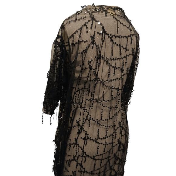 MICHELLE Sequins DUSTER Coverup One Size Fits Most BLACK Sparkle Shimmer Jacket - Picture 10 of 14